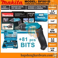Makita DF001D Cordless Screwdriver Pistol & Straight Type 3.6V 6.0Nm 220rpm Reversible DF001D DF001D