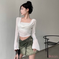 🍒🍒🍒ÁO THUN CROPTOP CÓ MŨ TRÙM ĐẦU MÀU TRƠN ĐƠN GIẢN THỜI TRANG DÀNH CHO NỮ UTRRB-N41