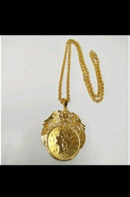 Perhiasan Kalung Nori + Liontin Ringgit Sayap Lapis Emas.