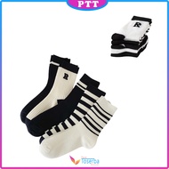 Kaos kaki panjang Letter R 6756 strip garis hitam putih kaos kaki panjang korean style diatas mata k