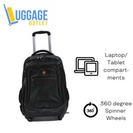 Itinerant 4-wheeler Trolley Backpack Laptop Bag with External USB Port