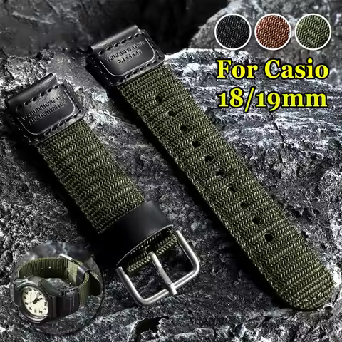For Casio for G-SHOCK Nylon Watch Strap 18mm Band for F91W W800H F84 SGW400 AE1200 AE1300 Bracelet 1