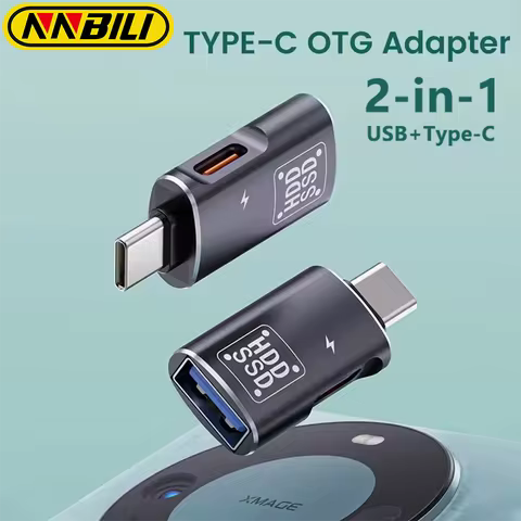 NNBILI Type C OTG Adapter 2 in 1Type-C Male To USB 2.0 Female Adapter For Macbook Xiaomi HUAWEI Sams