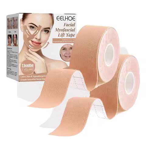 2 Rolls Facial Myofascial Face Lift Tape, Face Tape For Castor Oil, Breathable Face Lifting Patches 