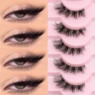 9 Pairs Transparent Band False Eyelashes, Cat Eye Style Short Soft 3D Faux Mink Lashes, Natural Make