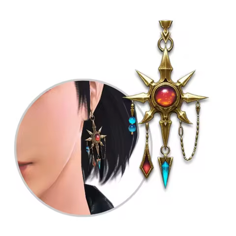 Final Fantasy XIV FF14 Azeyma Cos Earrings Cosplay Ear Clip Ear Pin Anime Comic Con Show Prop Jewelr