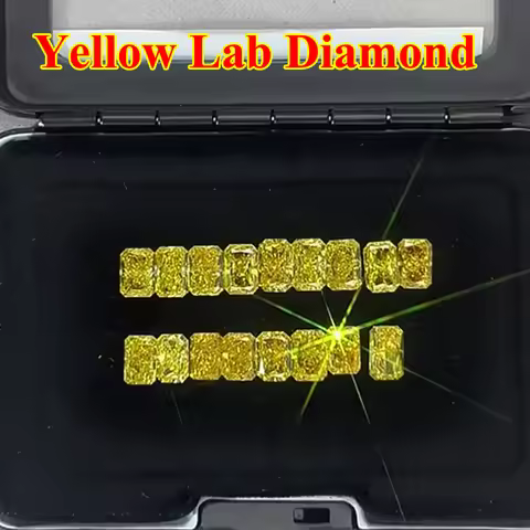 Yellow HPHT CVD Lab Grown Emerald Radiant Pear Oval Marquiser Diamond Without IGI Certificate Number