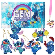 MATHARAGO Diamond Art for Kids 6 Pcs DIY Diamond Painting Keyrings Set, Painting by Number Gem Keych