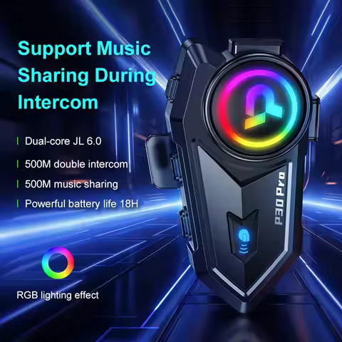 1/2pcs P30 Pro Motorcycle Helmet Bluetooth Intercom Distance 500M Voice Assistant Mixing Music Shari