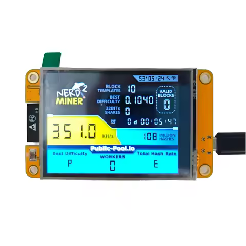 VEHO-Nerdminer Upgraded Harshrate 350KH/S Bitcoin Crypto Solo Lottery Miner 2.8" Smart Display Nerdm