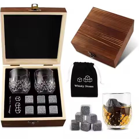 F68D Gift Sets Marble Reusable Cooling Stones Whisky Cooling Stones for Men for Whiskey Vodka Gin Wi