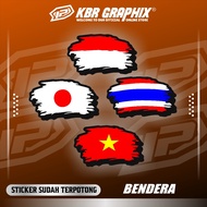 Flexible Vinyl Tear Flag Sticker Anti-Scratch 7x 4cm Vietnam Thailand Japan Flag Cool Japan/ Japan W