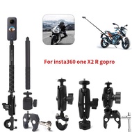 Motorcycle Bike Invisible Selfie Stick Monopod Handlebar Mount Bracket for GoPro 10 Insta360 One R X3 X2 Camera Accessories