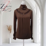 TTN51 (size M) Axes Femme Brown Turtleneck Blouse