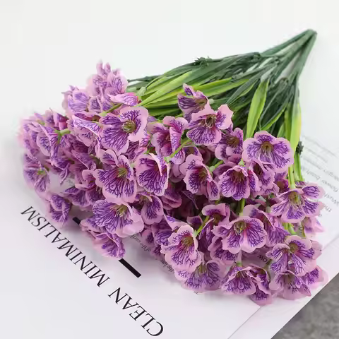 5 Heads Spring Grass Flower Water Grass Violet Cloth Art Flower Imitation Flower Home Outdoor Weddin