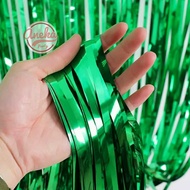HIJAU Green foil curtain / green backdrop / foil fringe curtain / party decoration background