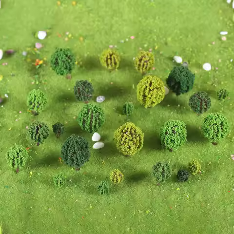 24pcs/1set Mini Model Tree 1-1.4in 2.5-3.5cm Mixed size Bush Group 3D Forest DIY Railway Scenery Bui