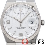 二手勞力士 Land Dweller 36 腕錶，蜂巢紋飾，型號 127234，含原廠錶盒及保固卡，18K 白金/不鏽鋼男士腕錶，成色極佳。