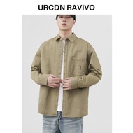 URCDN RAVIVO秋季新款休閑潮牌薄款純棉高級質感寬松襯衣外套