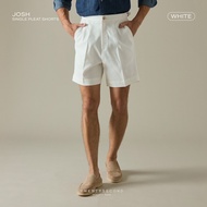 TWENTYSECOND กางเกงขาสั้น ผ้าคอตต้อน ทรงเอวสูง รุ่น Josh single pleat shorts - ขาว / White