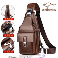 ◄ Genuine Leather Texture Men's Chest Bag Fashion Casual Leather Bag Shoulder Bag Messenger Bag Men's Bag Backpack Waist Bag Trendy
