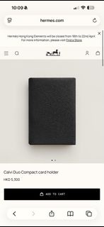 Hermes Calvi Duo Compact card holder noir black Epsom 黑包卡套銀包