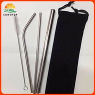 5pcs/set Reusable Stainless Steel Drinking Metal Straw