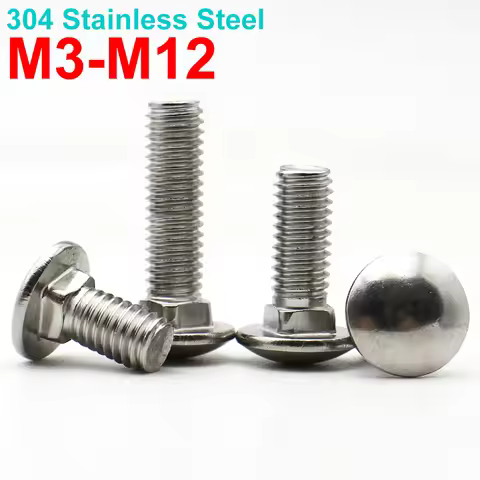 2-20pcs M3 M4 M5 M6 M8 M10 M12 304 Stainless Steel Carriage Bolt Large Half-round Square Neck Screws