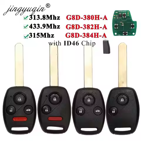 jingyuqin 313.8/315/433.92Mhz ID46 Remote Car Key for Honda Accord Element CRV HRV City Odyssey Civi
