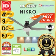 [SIRIM] KDK NIKKO K15UW-QEY LED 60 Inches 5 Blades Remote Control DC Motor 9 Speed Ceiling Fan | Kipas Angin Siling | 风扇