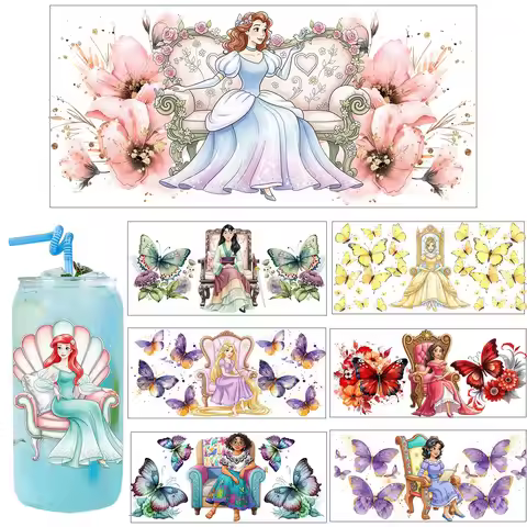 29 Style Elegant Fairy Tale Princess UV Cartoon Sticker DIY Decals 3D transfers uvdtf stickers 16oz 