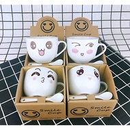 Cute Cartoon Emoji Creative Ceramic Mug Coffee Tea Cup With Tea Spoon Home & Living Kitchen Office C