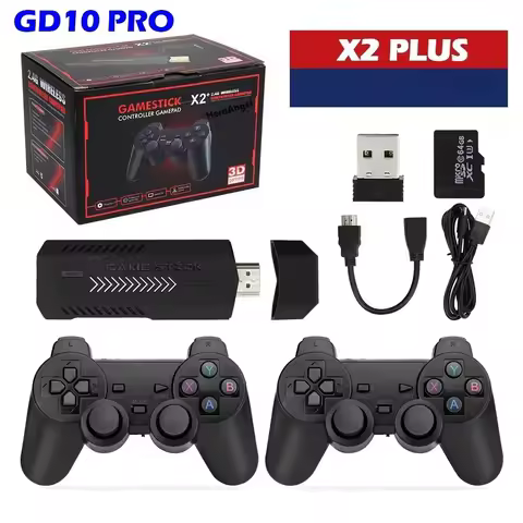 New X2 Plus Game Stick 4K HD Video Game Console 2.4G Dual Wireless Controller Home TV Plug and Play 