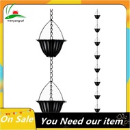 Rain Chain, Adjustable Rain Catcher Gutter Chain with 8 Flower Cups, Thick Metal for Eaves Drainage,