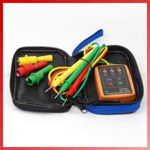 New SM852B 3 Phase Rotation Tester Digital Phase Indicator Detector LED Buzzer Phase Sequence Meter 