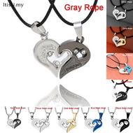 [ItisU] 1Pair Couple Iron Chain Heart Love Nelaces Trendy Paired Suspension Pendants [MY]