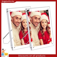 2 Packs 5X7 Inch Clear Magnetic Photo Frame Frameless Tabletop Picture Frame Clear Frame