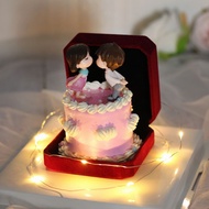 Cake Ring Box /戒指盒蛋糕 /2inch 4inch Maroon Colour Ring Cake Box