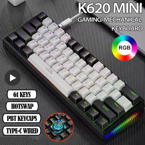 K620 Mini Backlit RGB Gaming Mechanical Keyboard Gamer Mechanic Kit 60 Percent DIY Custom PBT Keycap