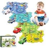 4 Sets 4-In-1 Puzzle Car Track, Puzzle Track Car Set, Kids Puzzle Racer
