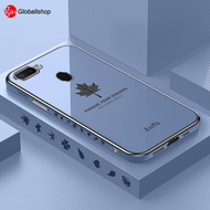 For Oppo F9 F9Pro Realme2Pro A7x Case, Fashion INS 6D Electroplated Bling Girl Boy Couples Straight Side Maple Leaf Soft TPU Phone Case For OPPO F9 / F9 Pro / Realme 2 Pro / A7X