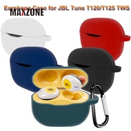 MAXZONE Earphone Case for JBL Tune T120/T125 TWS Soft Silicone Headset Cover with Carabiner for JBL 