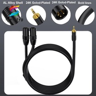 SUYOUMY Stereo Y Splitter Cable, Plug and Play 0.5m / 1.64ft Dual 3pin XLR Male to 1/8in TRS, Practi