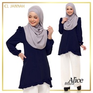 EL JANNAH BLOUSE ALICE NAVY BLUE TOP WANITA