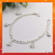 💥PROMO💥#JH275  Silver 925 Curb Link Heart Dangle Bracelet Anklet-Fine Jewellery Gifts For Her