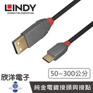 LINDY USB 2.0 TYPE-C Male to TYPE-A Charging Transmission Cable (36887) 0.5~3m USB C Cable