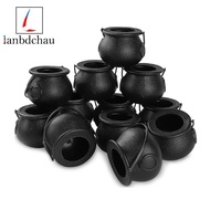 12Pcs Mini Black Cauldron with Handle Halloween Mini Witch Cauldron Halloween Pot Candy Holder for H