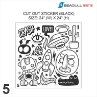 Set Of Doodles Sticker Wall Sticker Cute Decoration Sticker Hand Draw Inspiration Quote Illustration