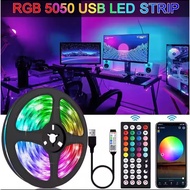 "RGB 5050 LED Strip Light USB Powered with Remote & App Control – TV Backlight for PC, Gaming Room, 