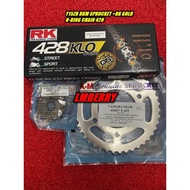 RKM SPROCKET Y15ZR LC135 RANTAI ORING GOLD CHAIN  ORING RED CHAIN  KLO CHAIN 428
